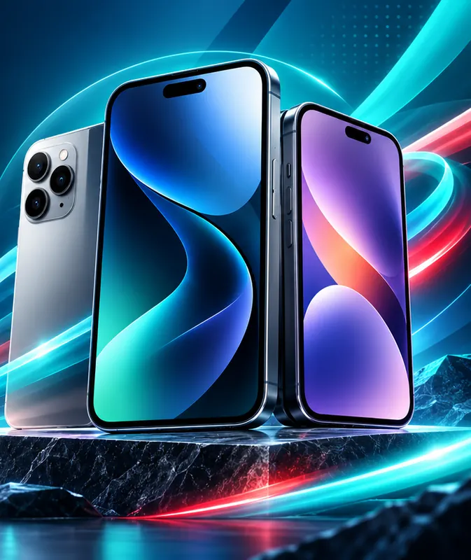 Illustrative arrangement of modern smartphones